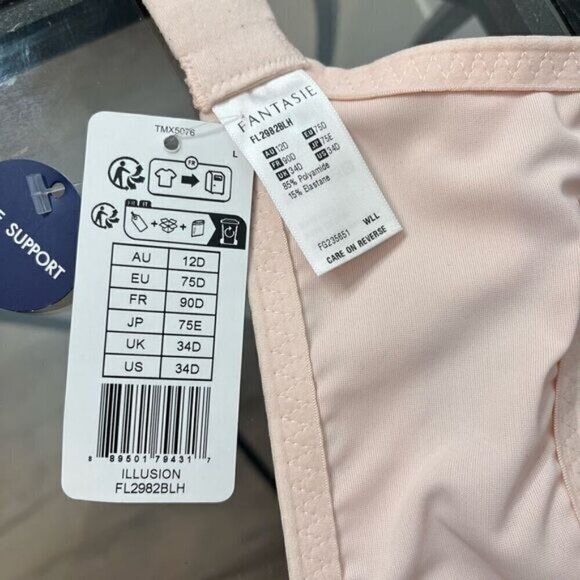 Fantasie Illusion Bra Women’s Size 34D Wide Wired Side Support Lace NWT Pink - Picture 9 of 11